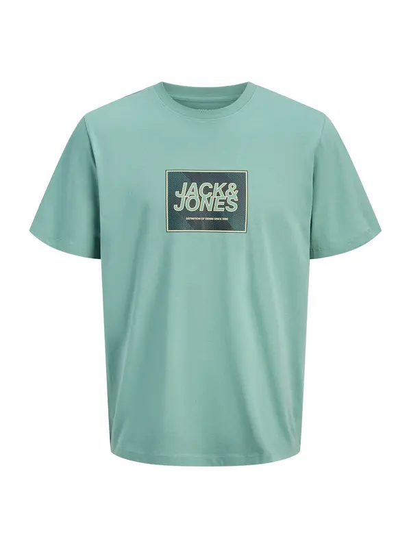 Jack & Jones Plus Jack & Jones Plus Majica 'JJRAIN'  cijan plava / pastelno žuta / crna