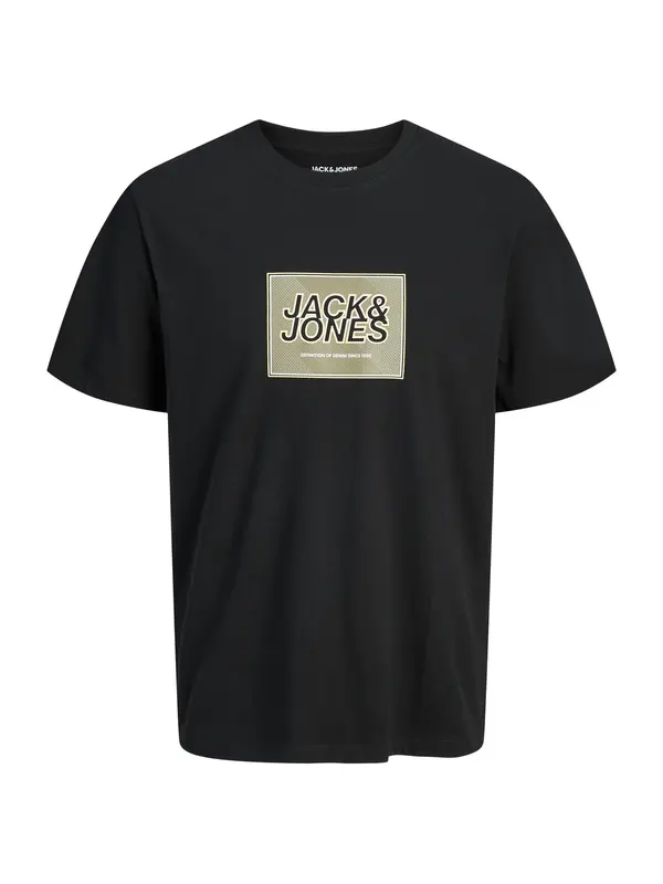Jack & Jones Plus Jack & Jones Plus Majica 'JJRain'  kaki / crna / bijela