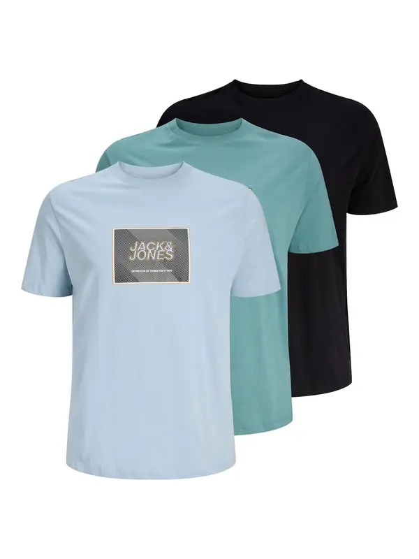 Jack & Jones Plus Jack & Jones Plus Majica 'JJRain'  tirkiz / nebesko plava / narančasta / crna