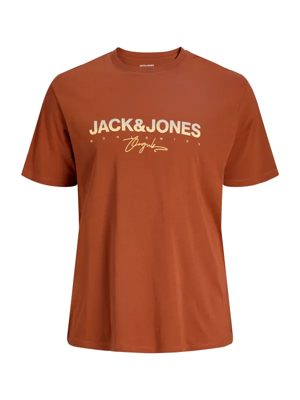 Jack & Jones Plus Jack & Jones Plus Majica 'JORCANGGU'  boja pijeska / hrđavo smeđa / žuta