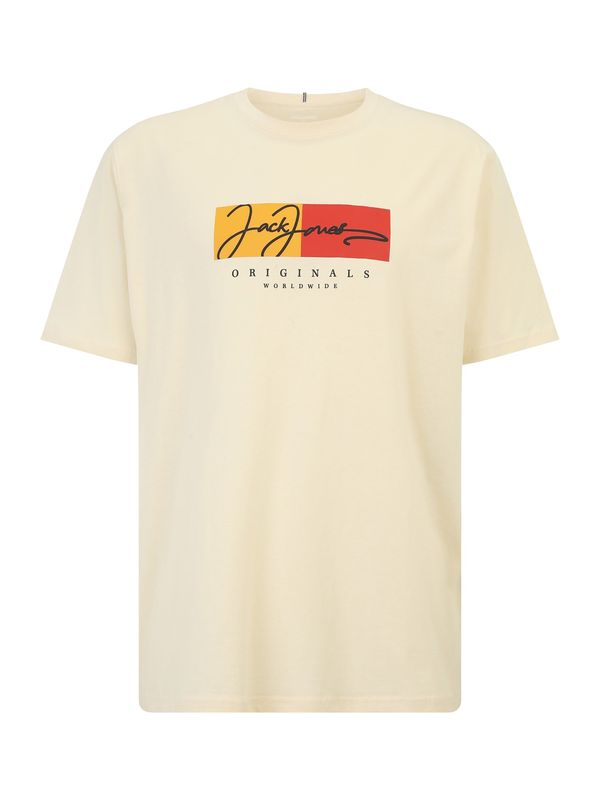 Jack & Jones Plus Jack & Jones Plus Majica 'JORFREDERIKSBERG'  boja pijeska / narančasto žuta / ciglasto crvena / crna