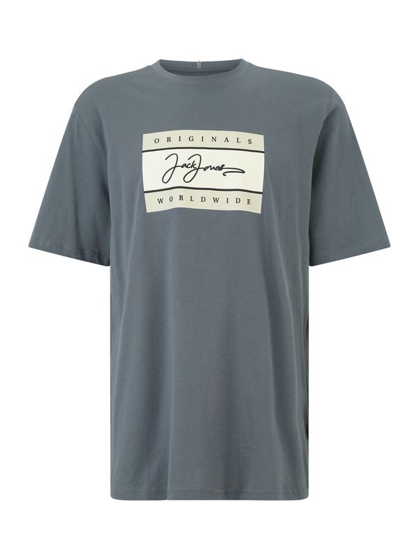 Jack & Jones Plus Jack & Jones Plus Majica 'JORFREDERIKSBERG'  svijetlosiva / tamo siva / crna