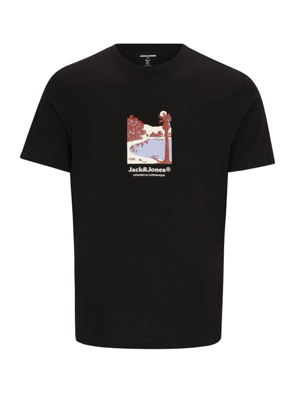 Jack & Jones Plus Jack & Jones Plus Majica 'JORSPLIT'  ecru/prljavo bijela / golublje plava / hrđavo smeđa / crna