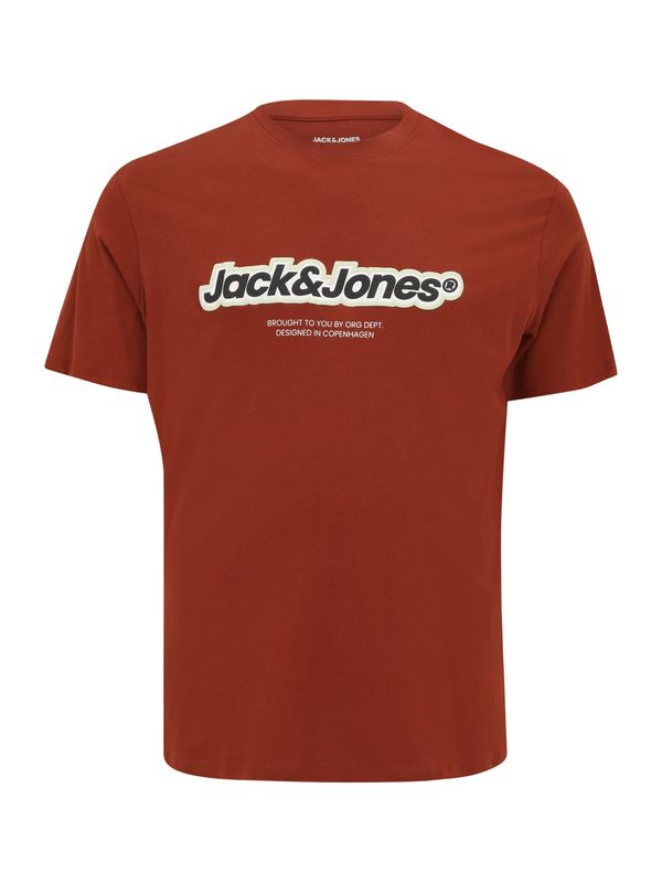 Jack & Jones Plus Jack & Jones Plus Majica 'JORVESTERBRO NEWTON'  bež / hrđavo smeđa / crna / bijela