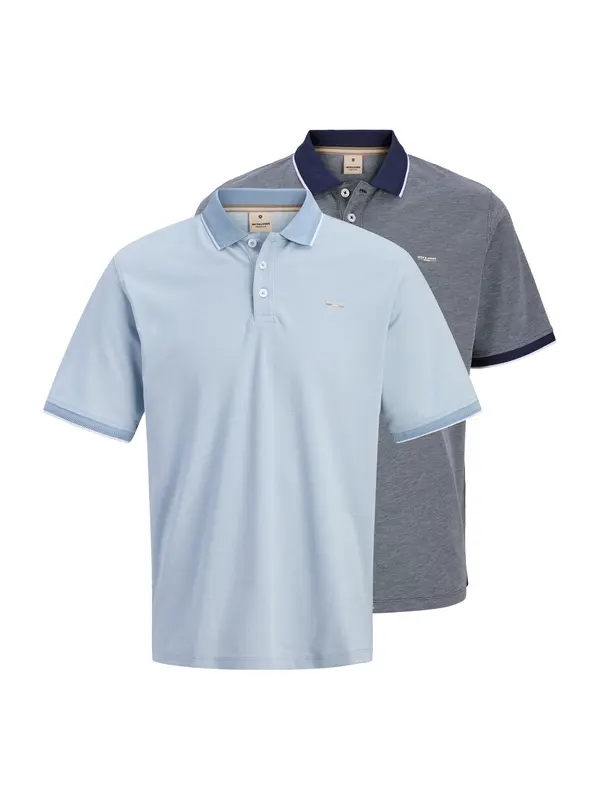 Jack & Jones Plus Jack & Jones Plus Majica 'JPRBLUALVES'  morsko plava / svijetloplava / bijela