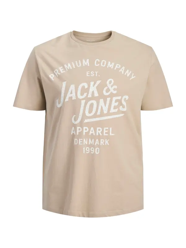 Jack & Jones Plus Jack & Jones Plus Majica 'JPRBLUZANE'  bež / bijela