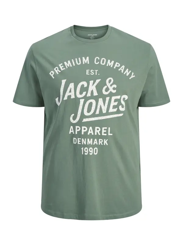 Jack & Jones Plus Jack & Jones Plus Majica 'JPRBLUZANE'  tamno zelena / bijela