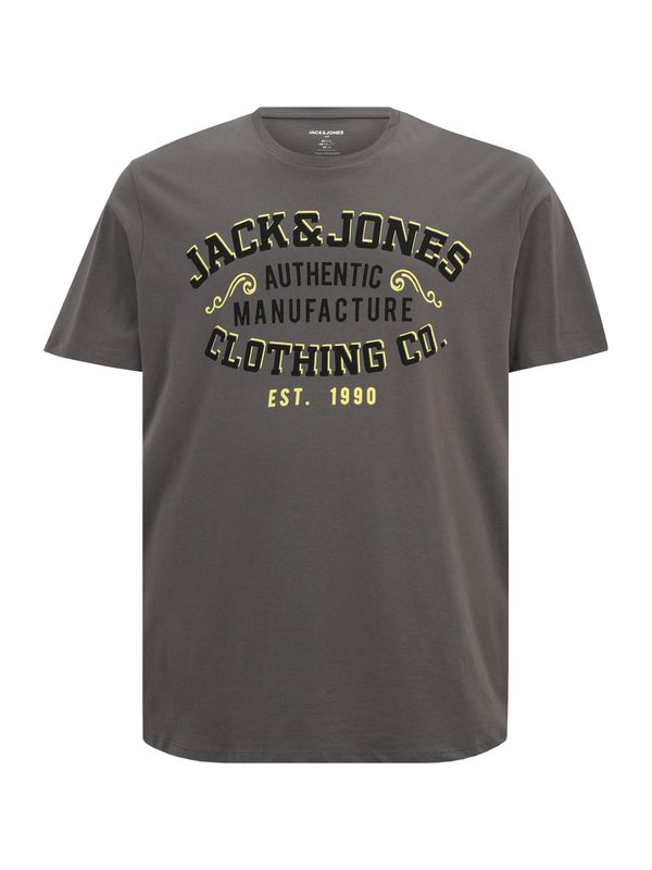 Jack & Jones Plus Jack & Jones Plus Majica  limun žuta / tamo siva / crna
