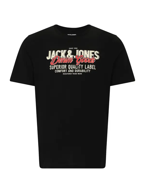 Jack & Jones Plus Jack & Jones Plus Majica  svijetlosiva / crvena / crna / bijela