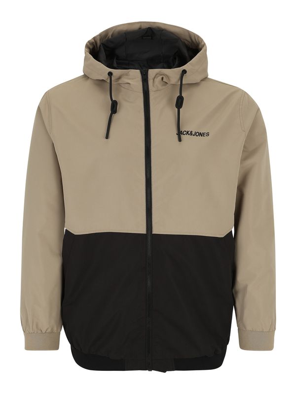 Jack & Jones Plus Jack & Jones Plus Prijelazna jakna 'JJERUSH'  kaki / crna