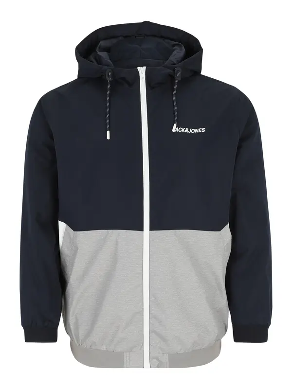 Jack & Jones Plus Jack & Jones Plus Prijelazna jakna 'JJRush'  noćno plava / svijetlosiva / bijela