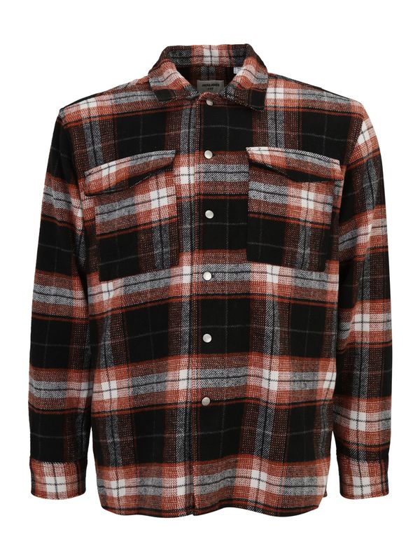 Jack & Jones Plus Jack & Jones Plus Prijelazna jakna 'JORVESTERBRO'  hrđavo smeđa / crna / bijela