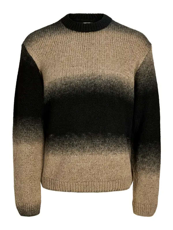 Jack & Jones Plus Jack & Jones Plus Pulover 'JCOFADE'  bež / cappuccino / siva / crna