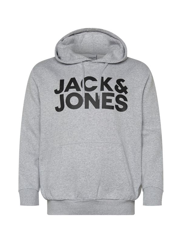 Jack & Jones Plus Jack & Jones Plus Sweater majica 'Ecorp'  siva melange / crna