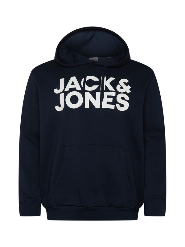 Jack & Jones Plus Jack & Jones Plus Sweater majica 'Ecorp'  tamno plava / bijela