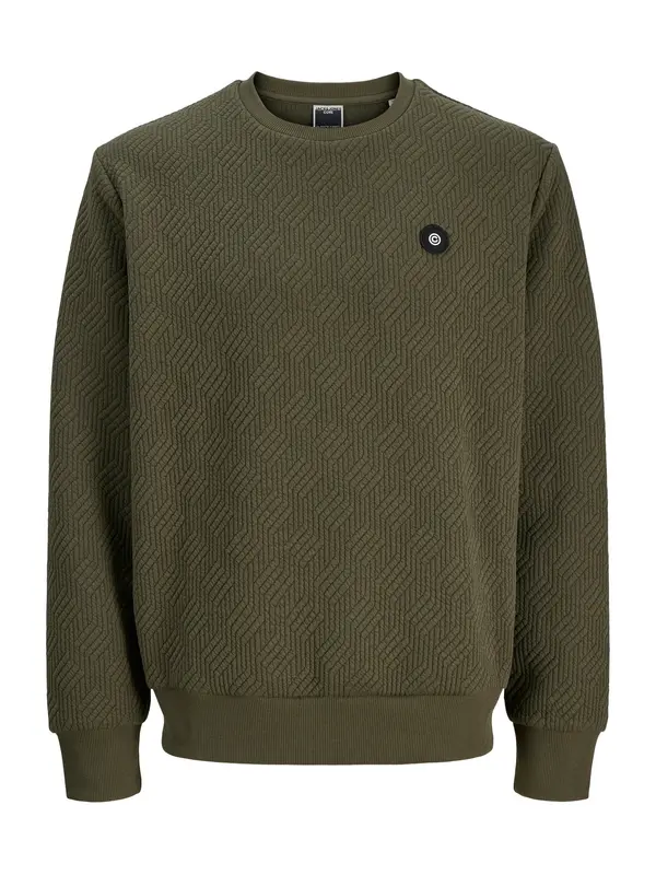 Jack & Jones Plus Jack & Jones Plus Sweater majica 'JCOGEO'  maslinasta