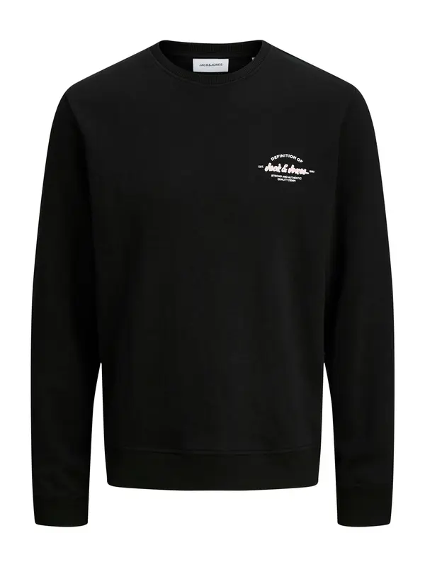 Jack & Jones Plus Jack & Jones Plus Sweater majica 'JJBrandon'  crna / bijela