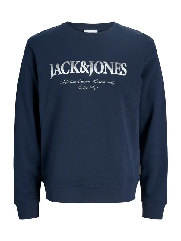 Jack & Jones Plus Jack & Jones Plus Sweater majica 'JJDevin Daytona'  mornarsko plava / bijela