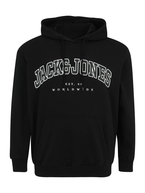Jack & Jones Plus Jack & Jones Plus Sweater majica 'JJECALEB'  crna / bijela