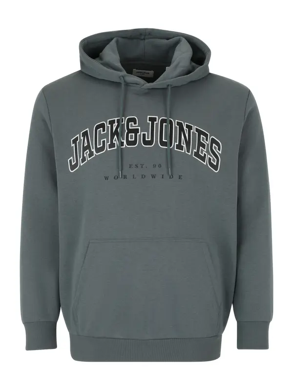 Jack & Jones Plus Jack & Jones Plus Sweater majica 'JJECALEB'  sivkasto plava / crna / bijela