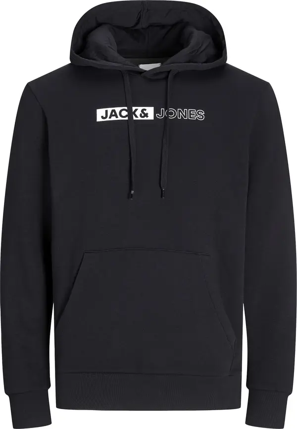 Jack & Jones Plus Jack & Jones Plus Sweater majica 'JJECorp'  crna / bijela