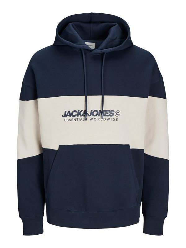 Jack & Jones Plus Jack & Jones Plus Sweater majica 'JJELEGACY'  boja pijeska / mornarsko plava