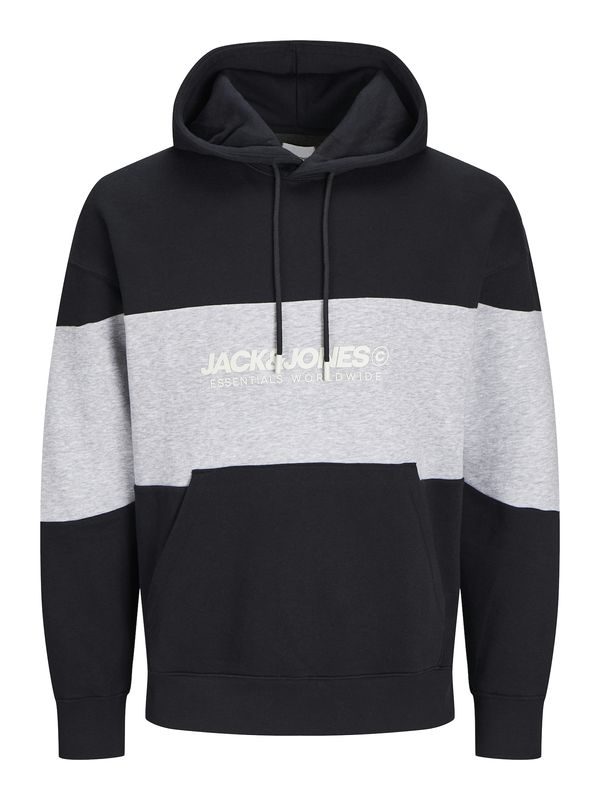 Jack & Jones Plus Jack & Jones Plus Sweater majica 'JJELEGACY'  siva melange / crna / bijela