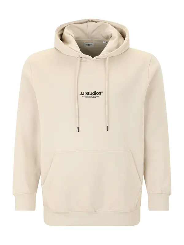 Jack & Jones Plus Jack & Jones Plus Sweater majica 'JJESOHO'  bež siva / crna