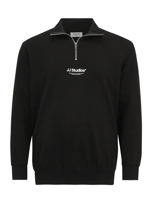 Jack & Jones Plus Jack & Jones Plus Sweater majica 'JJESoho'  crna / bijela