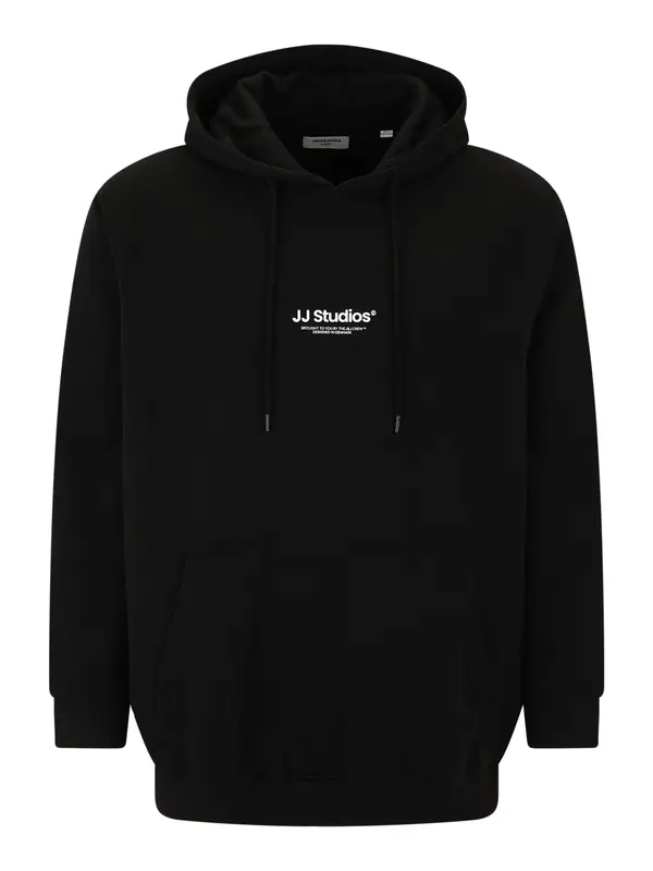 Jack & Jones Plus Jack & Jones Plus Sweater majica 'JJESOHO'  crna / bijela