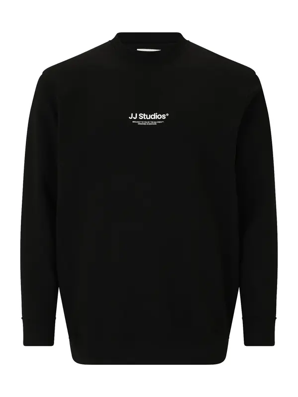Jack & Jones Plus Jack & Jones Plus Sweater majica 'JJESOHO'  crna / bijela