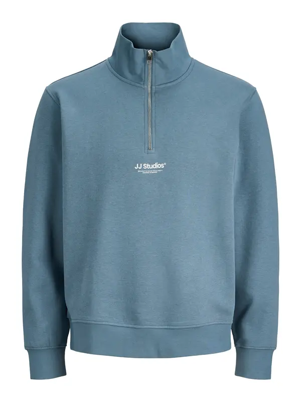 Jack & Jones Plus Jack & Jones Plus Sweater majica 'JJESOHO'  sivkasto plava / bijela