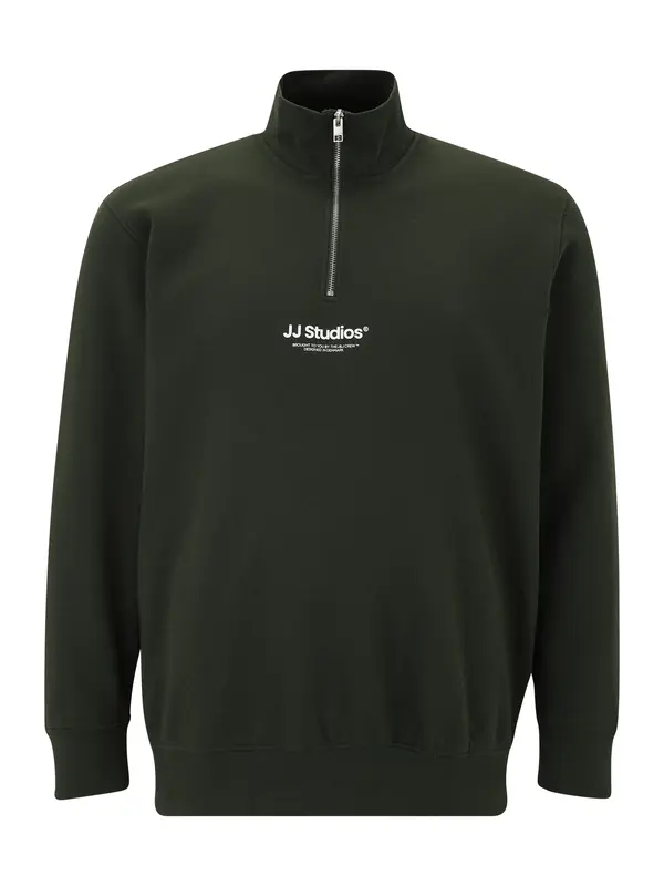 Jack & Jones Plus Jack & Jones Plus Sweater majica 'JJESOHO'  tamno zelena / bijela