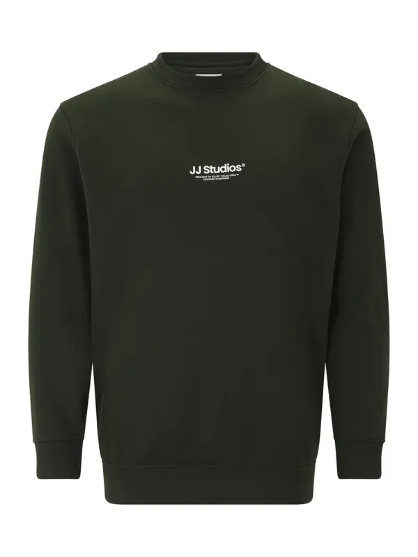 Jack & Jones Plus Jack & Jones Plus Sweater majica 'JJESOHO'  tamno zelena / bijela