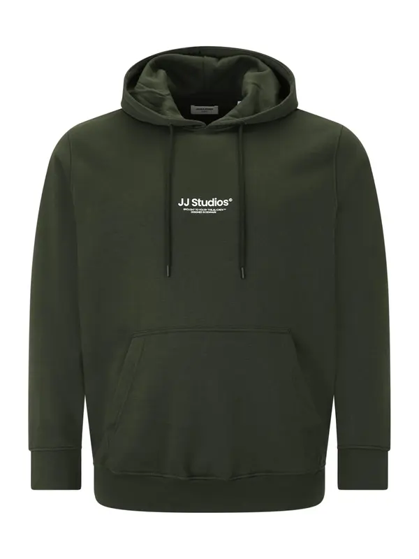 Jack & Jones Plus Jack & Jones Plus Sweater majica 'JJESOHO'  tamno zelena / bijela