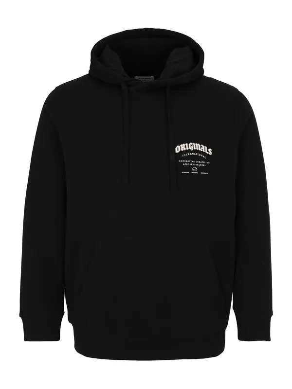Jack & Jones Plus Jack & Jones Plus Sweater majica 'JJJORMEADOWS'  crna / bijela