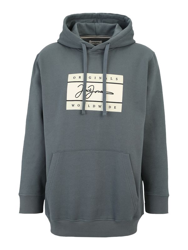 Jack & Jones Plus Jack & Jones Plus Sweater majica 'JORFREDERIKSBERG'  sivkasto plava / crna / bijela