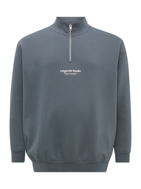 Jack & Jones Plus Jack & Jones Plus Sweater majica 'JORVesterbro'  bazalt siva / bijela