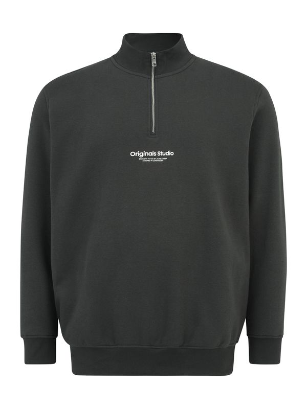 Jack & Jones Plus Jack & Jones Plus Sweater majica 'JORVESTERBRO'  kraljevski zelena / bijela