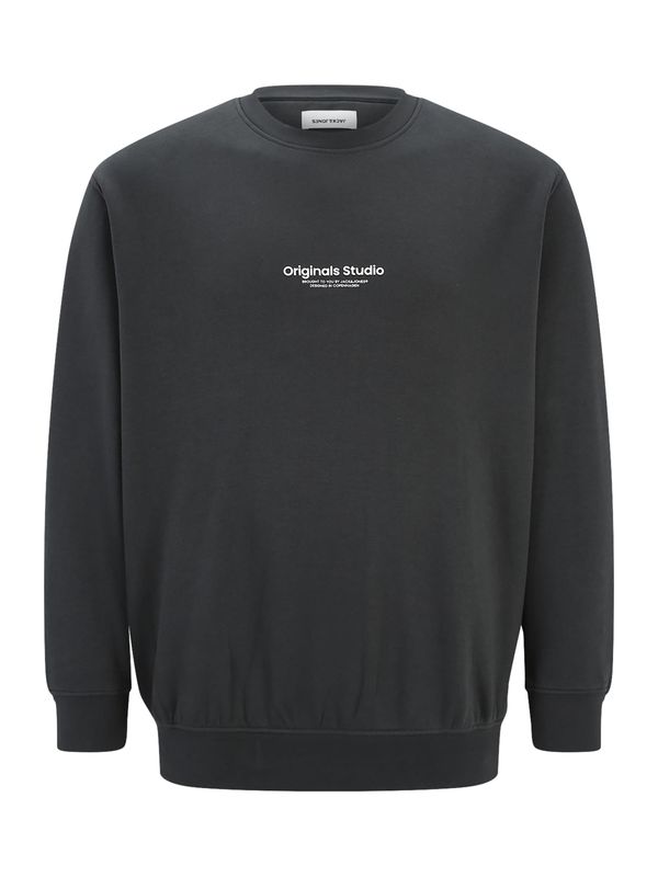 Jack & Jones Plus Jack & Jones Plus Sweater majica 'JORVESTERBRO'  tamno zelena / bijela