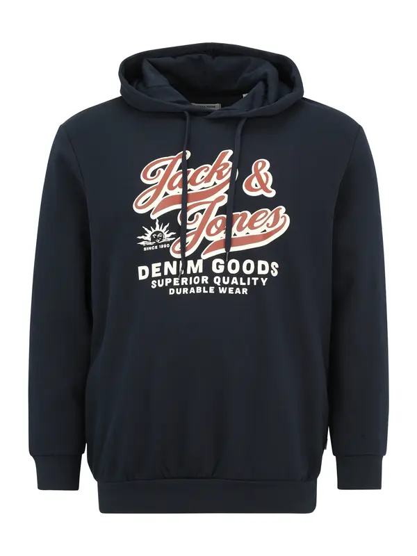 Jack & Jones Plus Jack & Jones Plus Sweater majica  mornarsko plava / konjak / bijela