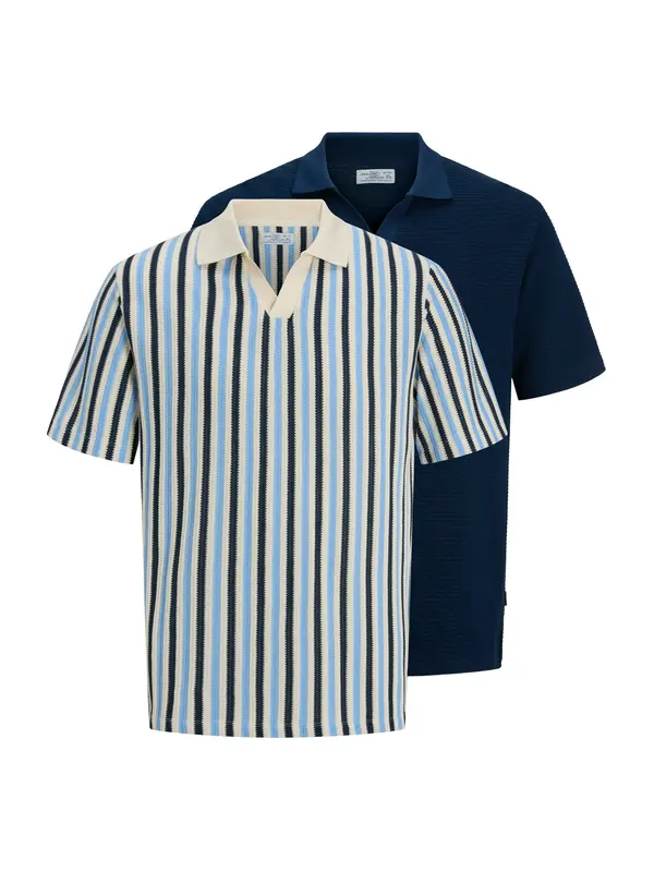 Jack & Jones Premium Jack & Jones Premium Majica 'JPRBLUHARRY'  mornarsko plava / svijetloplava / prljavo bijela
