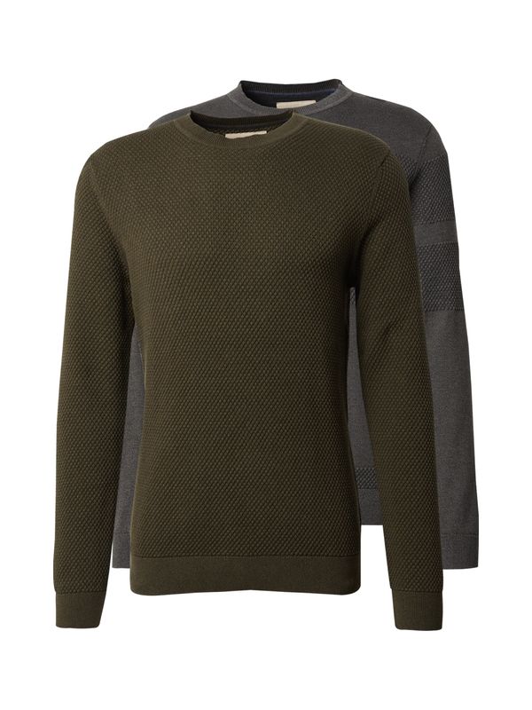 Jack & Jones Premium Jack & Jones Premium Pulover 'JPRBLUNOAH'  tamo siva / maslinasta