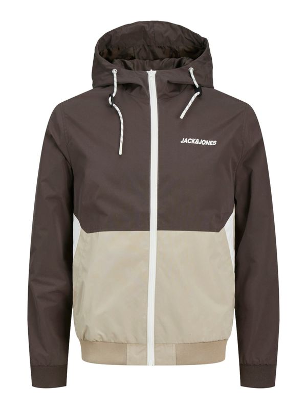 JACK & JONES JACK & JONES Prijelazna jakna 'Jjerush'  sivkasto bež / tamno smeđa / bijela