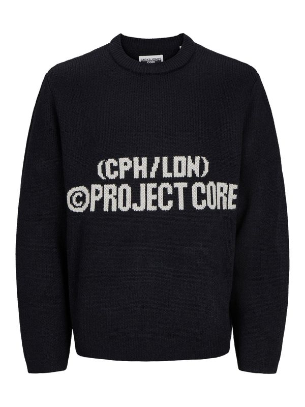 JACK & JONES JACK & JONES Pulover 'JCOJAKE'  crna / bijela