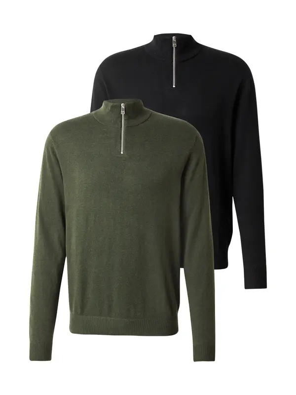 JACK & JONES JACK & JONES Pulover 'JJEEMIL'  maslinasta / crna