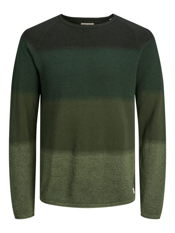 JACK & JONES JACK & JONES Pulover 'JJEHill'  zelena / kraljevski zelena / tamno zelena / zelena melange