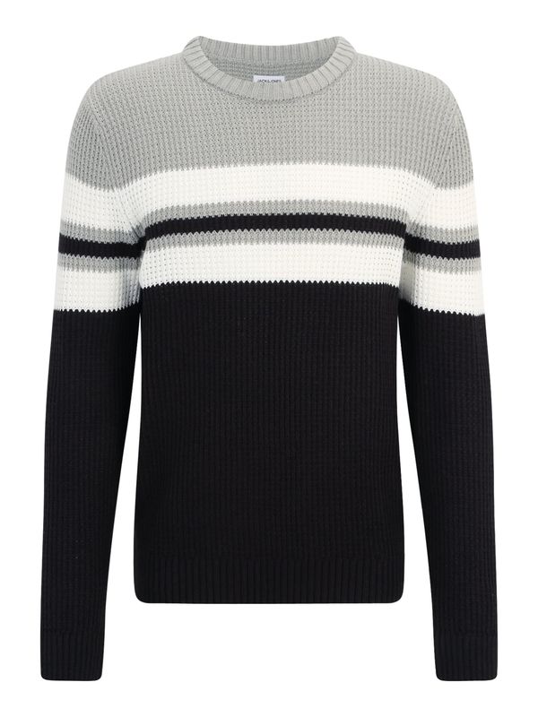 JACK & JONES JACK & JONES Pulover 'JJSANDER'  svijetlosiva / crna / bijela