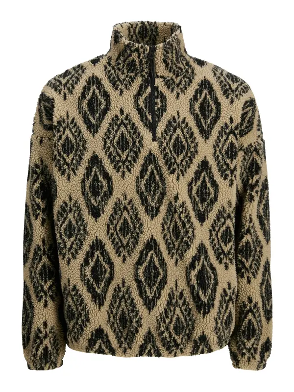 JACK & JONES JACK & JONES Pulover 'JORPADDY'  cappuccino / crna