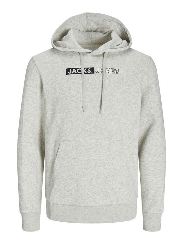 JACK & JONES JACK & JONES Sweater majica  crna / bijela melange